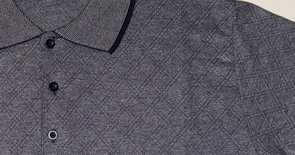Grijze polo met subtiel patroon